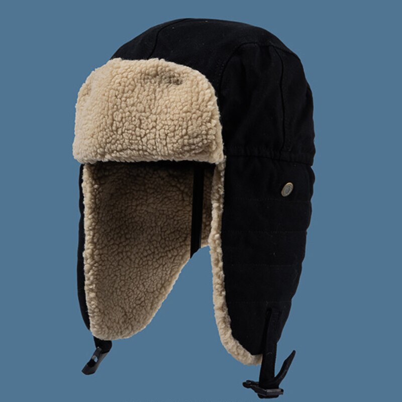 Ht3425 vinterhatt tjock varm berber fleece trapper öronlock lock män kvinnor lammull rysk hatt manlig kvinnlig bomber hatt