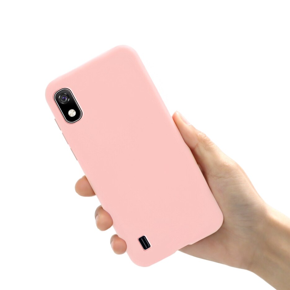 Schutzhülle für samsung Galaxis  a10 sm -a105f, weiches silikon, niedliche, bonbonfarbene handyhülle für samsung  a10 a 10 a105f, rückseite: Hellrosa
