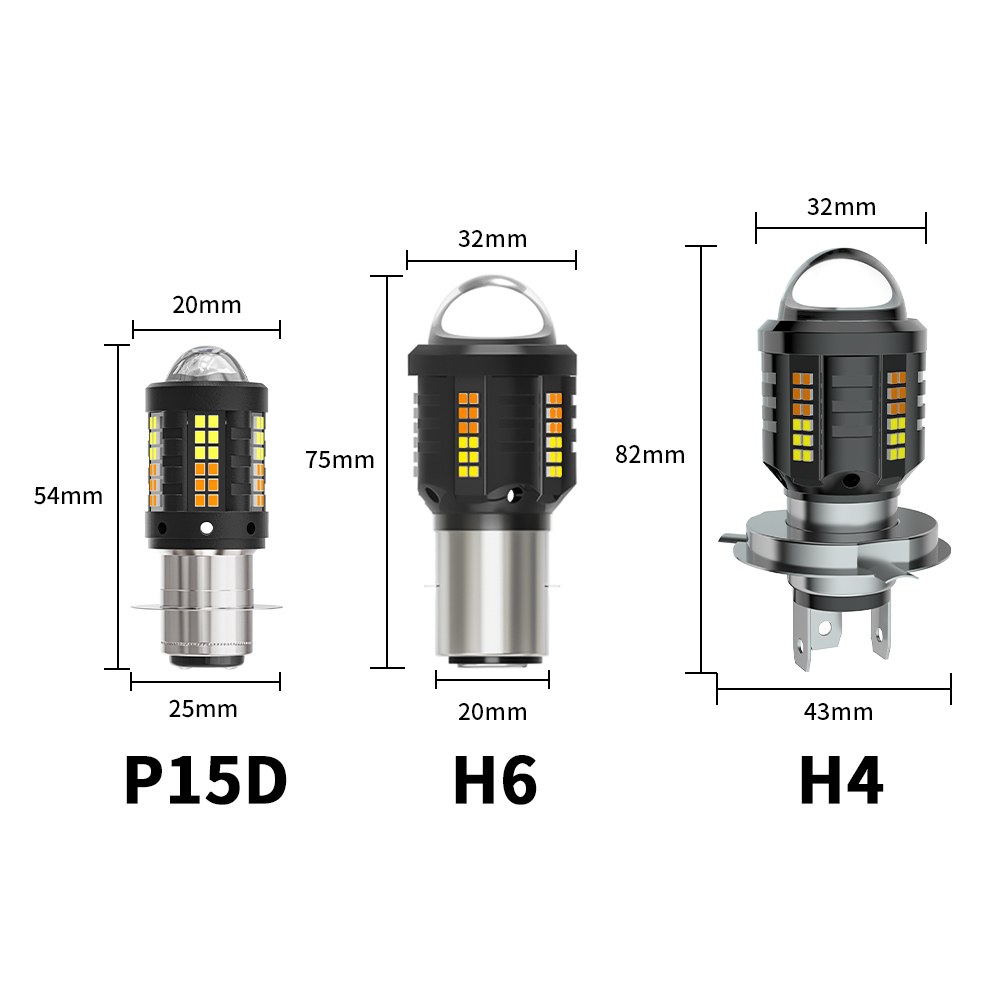 Oprah – ampoule de phare de moto super lumineuse H4 LED avec lentille HD BA20D faisceau Hi/Lo double couleur blanc jaune