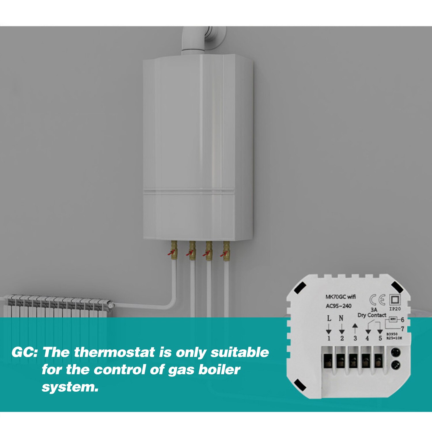 Smart Wifi Thermostat Programmable Heating Thermostat Temperature Controller LED Display Touchscreen Backlight Remote Control: GC