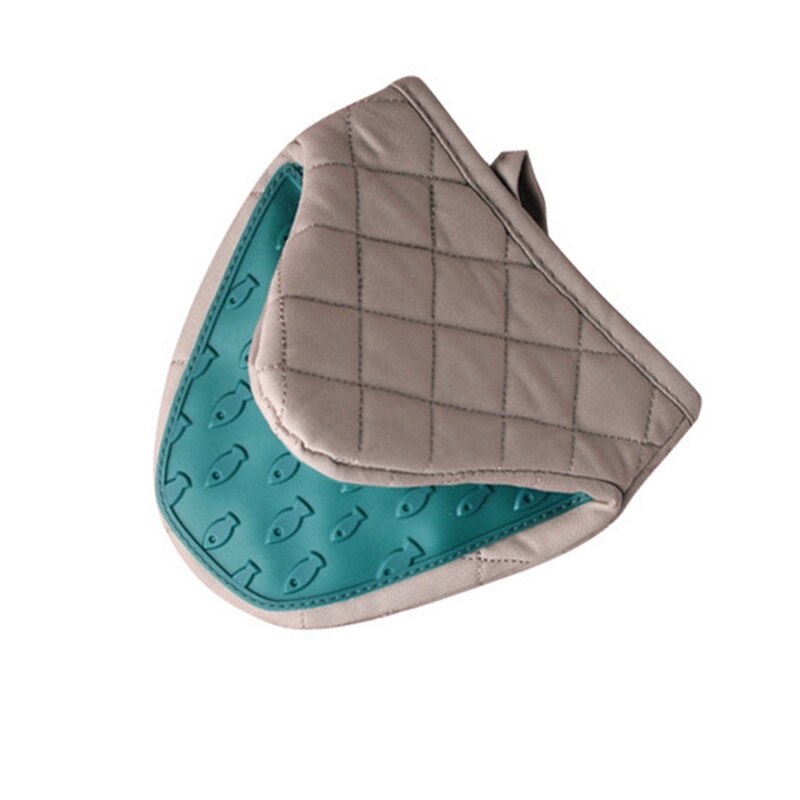 Gants de cuisine en Silicone Anti-brûlure, mitaines, maniques, plateau, plat, bol, pince à main, outils de cuisine: Green