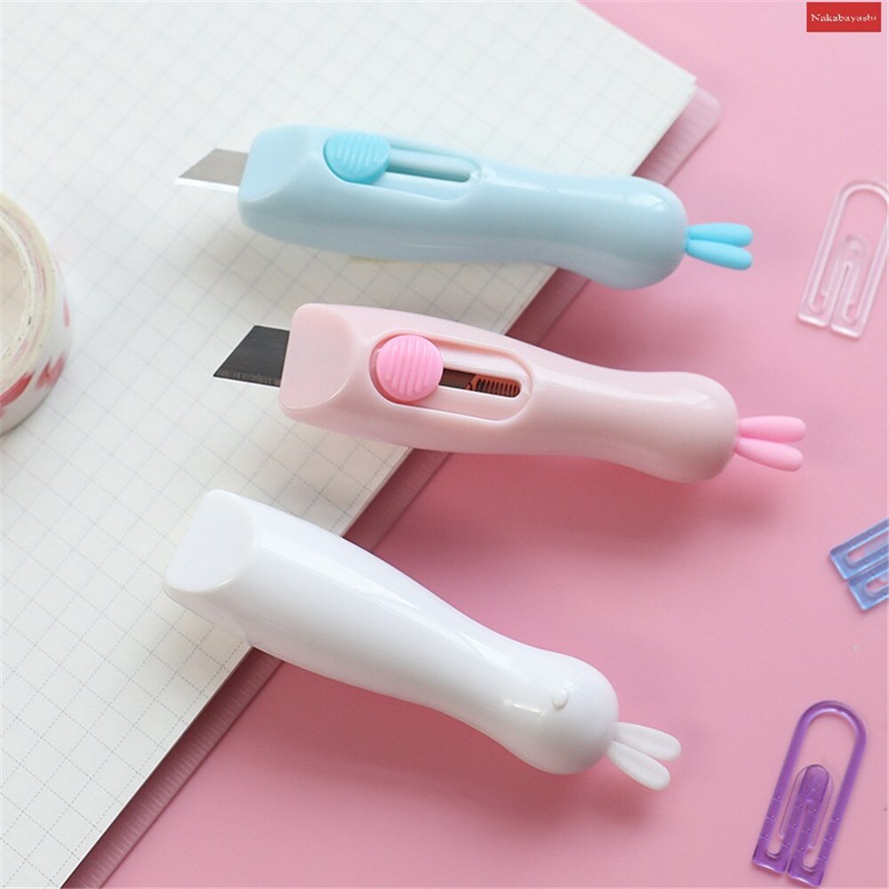 1-3pcs Portable Mini Cat Claw Utility Knife Kawaii Stationery Kids Handmade Paper Cutter Express Box Knife Office Supplies: 3pcs mixed rabbit