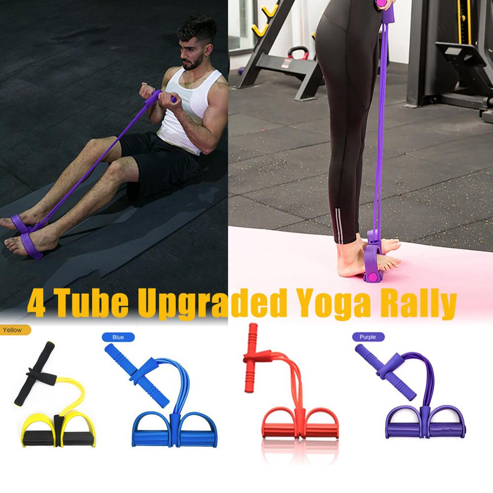 49x25x6.5cm Four-tube Multifunctional Pull Rope Pedal Elastic Rope Leg Puller Abdominal Crunches Footstool pull rope