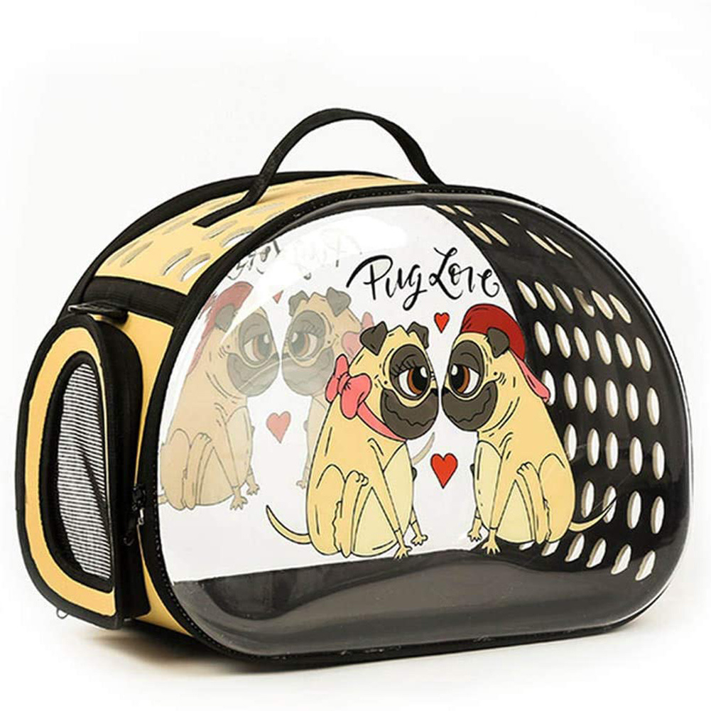 Bærbar katteholder taske udendørs rejse kæledyrsbærer gennemsigtig tegneseriemønster åndbar håndtaske til små hunde og katte