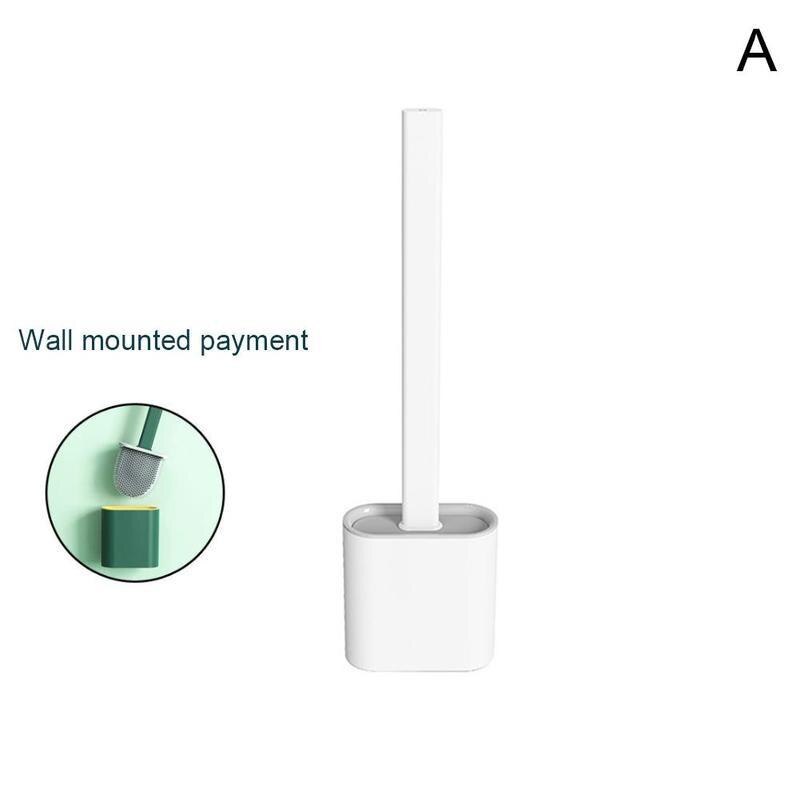 1pc vegghengt silikon toalettbørste revolusjonerende silikonholder flexbørste med toalett kjøkkenvaskebørste  y1 e 4: Hvit