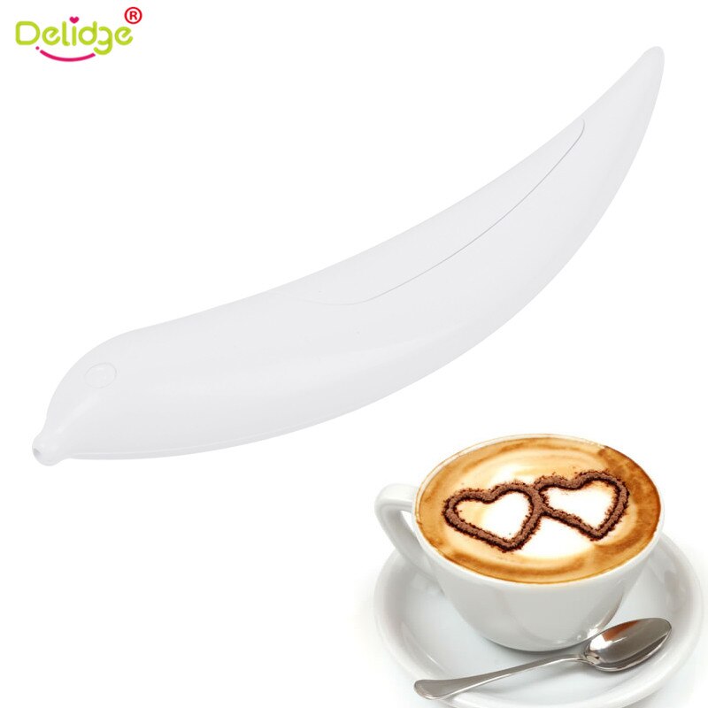 Delidge 1pc elektrisk kaffe latte art kuglepen plast fugl form gør-det-selv kage desserter udskæring dekorationsværktøj