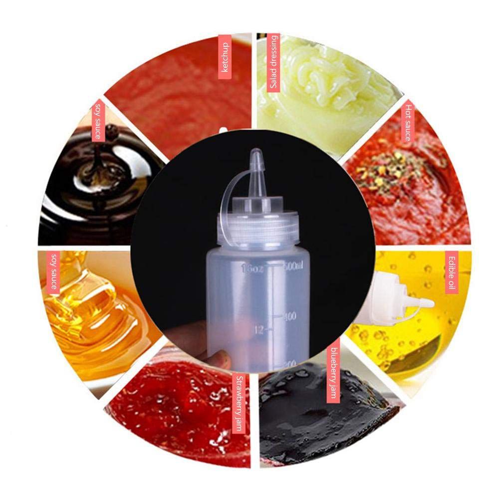 Bouteilles à presser en plastique | Bouteilles en plastique transparent naturel avec capuchon, mesure pour les panings, l'huile, le BBQ, la cuisine, le liquide