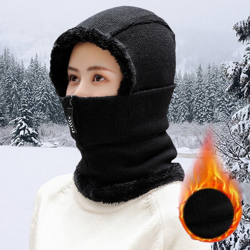 Dames winter warme wollen muts met fluweel dames warme wollen muts met bib masker en oorbescherming stofdichte fietsmutsen