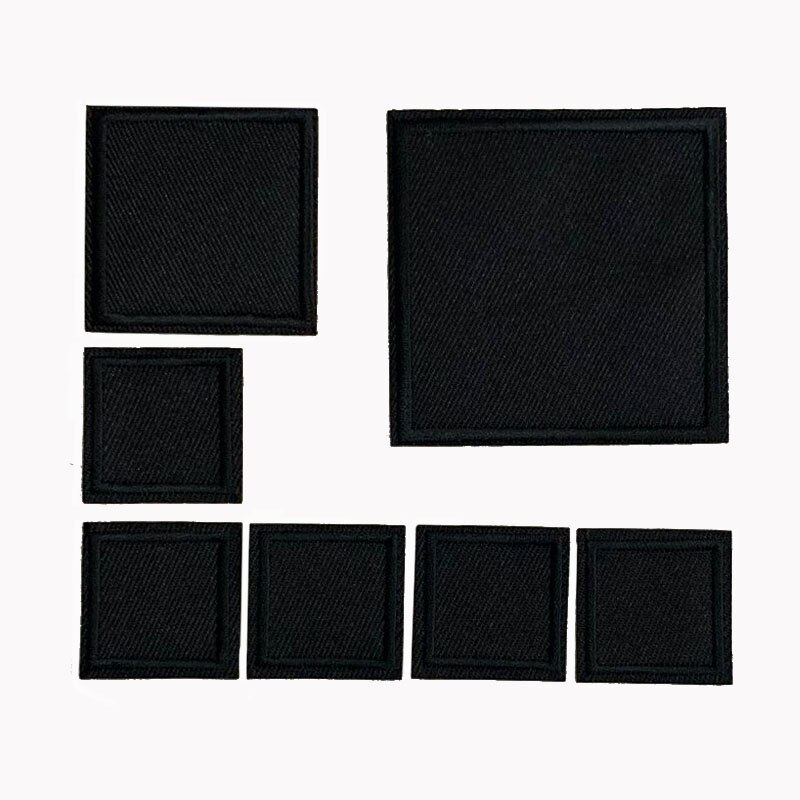 5Pcs Black Square Embroidered Patches For Clothes Iron on Patch Applique Sticker DIY Badges Apparel Accessories