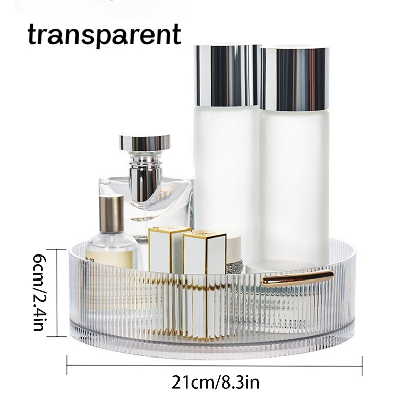 360° Rotating Cosmetic Storage Box - Large Capacity Round Transparent Tray - Desktop Organizer: Bronze