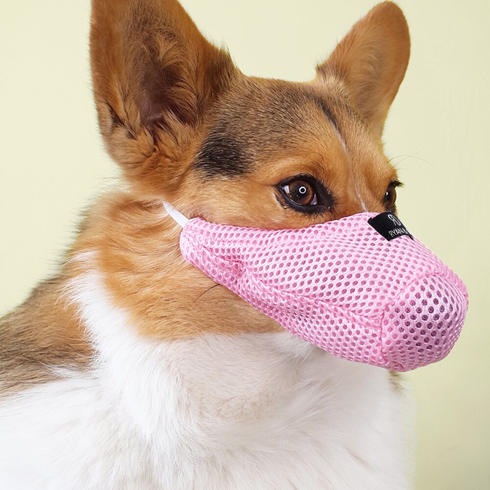 Oddychająca siatkowa maska psa przeciwkurzowe zanieczyszczenia gazowe kaganiec przeciwmgielne maski zmywalne regulowane dla psów: Różowy / M