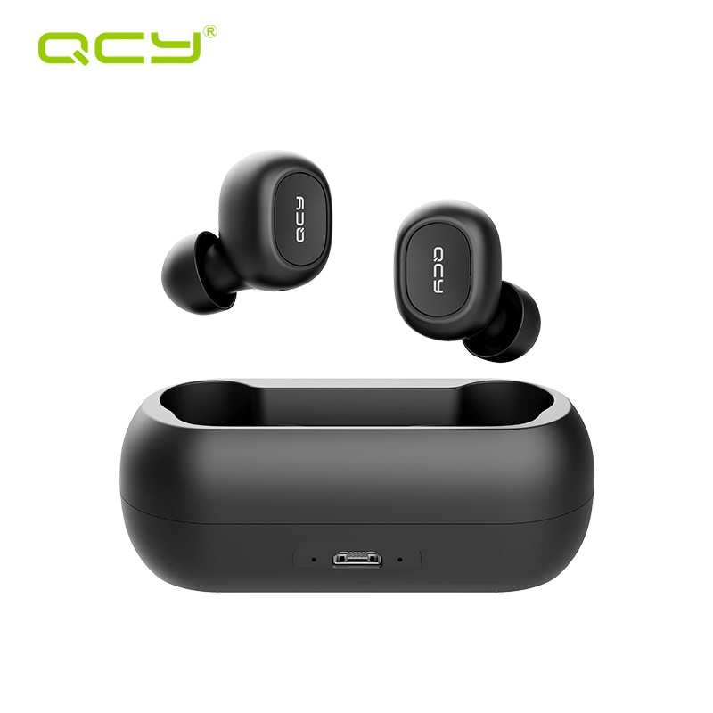 QCY QS1 T1C-auriculares Mini Dual V5.0, inalámbricos por Bluetooth, auriculares genuinos de sonido estéreo 3D con micrófono Dual y caja de carga