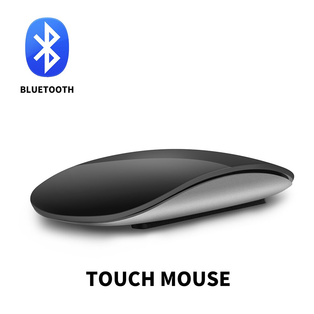 Bluetooth 5.0 Wireless Mouse Rechargeable Silent Multi Arc Touch Mice Ultra-thin Magic Mouse For Laptop Ipad Mac PC Macbook Blu: Black