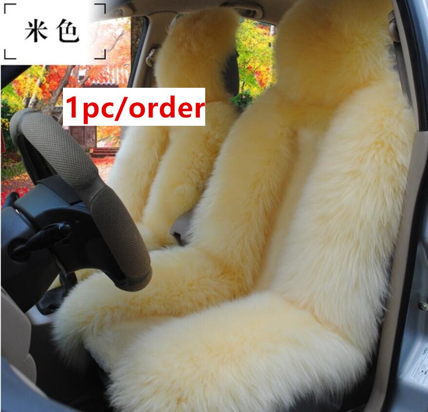 Auto Interieur Accessoires Auto Stoelhoezen Schapenvacht Kussen Styling Bont Auto Stoelhoezen 6 Kleur Voor Back Covers D001-B: Single seat Beige