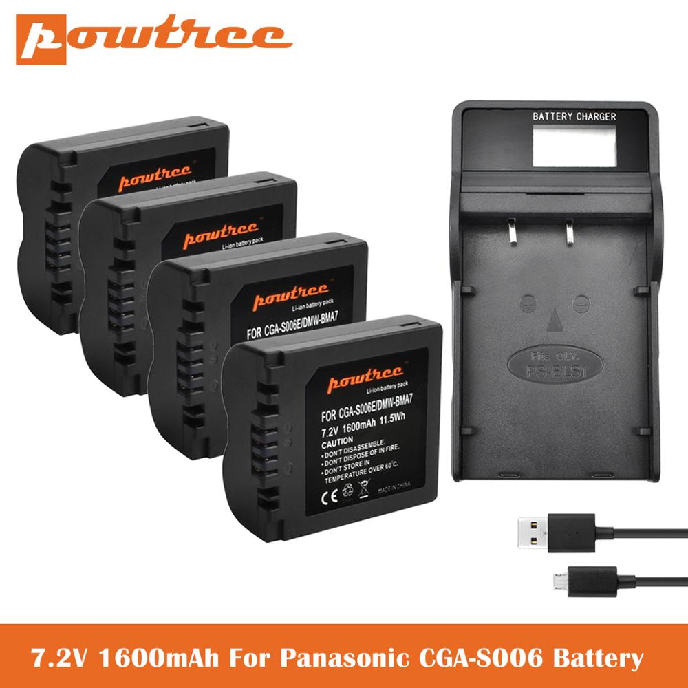 CGA-S006 DMW-BMA7 CGA S006 DMW BMA7 batería Li-Ion + cargador de batería LCD para Panasonic DMC FZ7 FZ8 FZ18 FZ28 FZ30 FZ35 FZ38 L50: 4X Battery-Charger