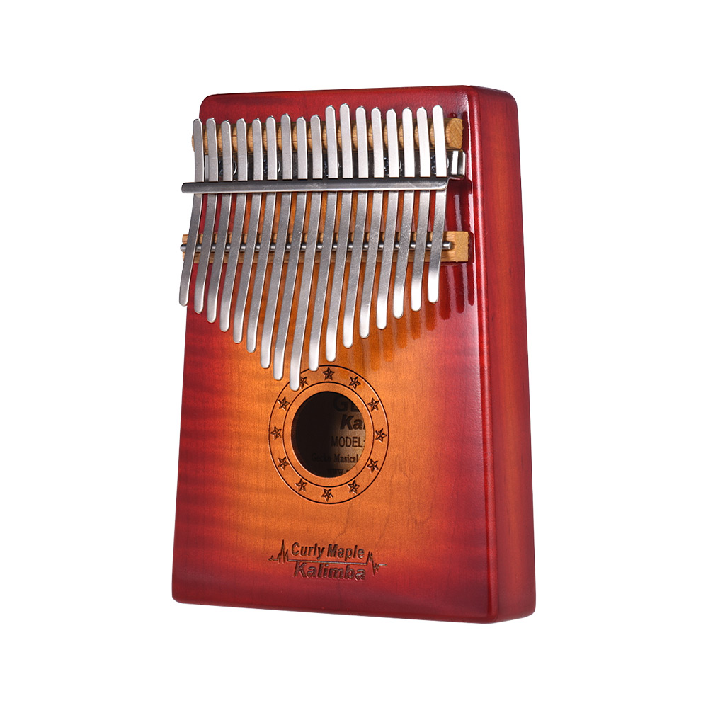 GECKO MC-S 17-key Kalimba Duim Piano Mbira Curly Maple Massief Hout met Storage Case Tuning Hamer Muziek Boek stickers