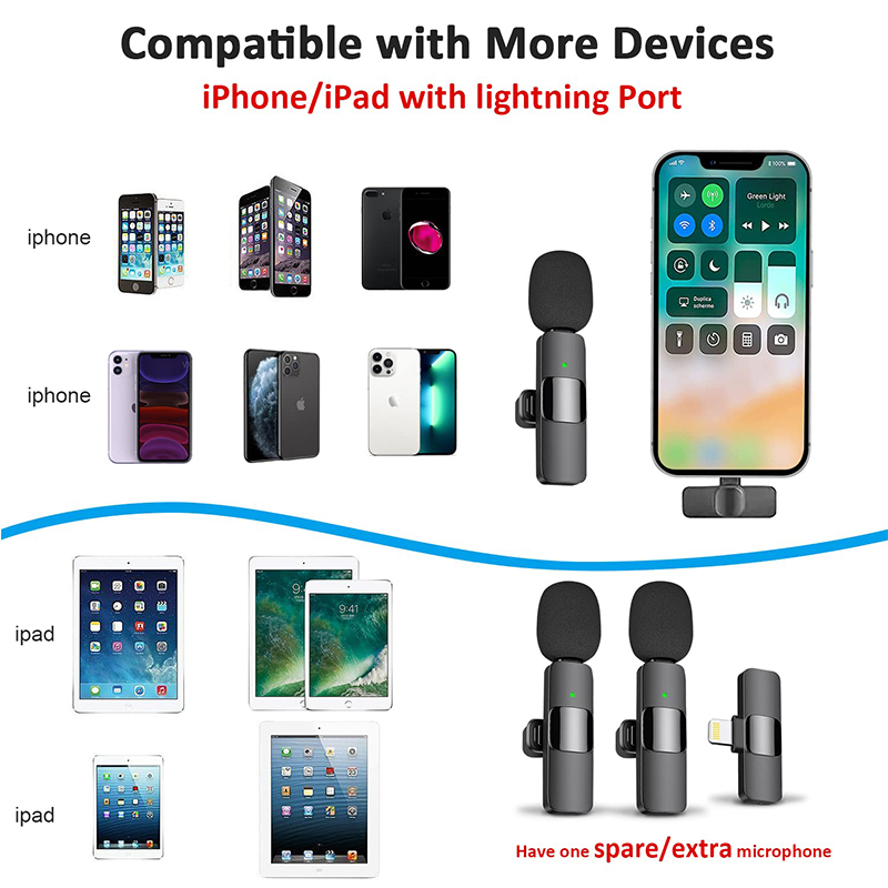 Lavalier Microphone Video Game Audio Room Recording Pickup 2.4G Wireless Mic for iPhone Android iPad Netbook lightning/Type C