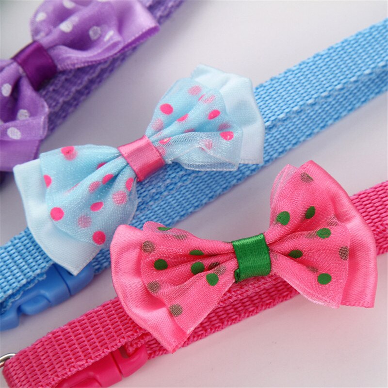 Mode Huisdier Halsbanden Verstelbare Hond Kat Halsbanden Lijnen Puppy Kitty Leuke Kawaii Strik Halsbanden Klokken Halsbanden Accessoires