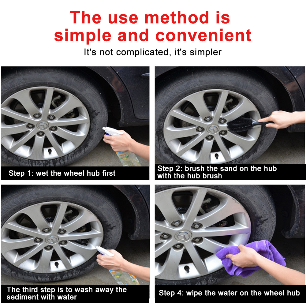 Auto Rim Scrubber Wheel Brush Cleaner Dust Remover Auto Detailing Brush Motorcycle Truck Washing Vehicle Wash Tire Cleaning Tool