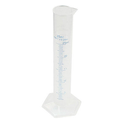 Transparent Plastic Graduated Cylinder 25ml 0.25 milliliter Lab Test