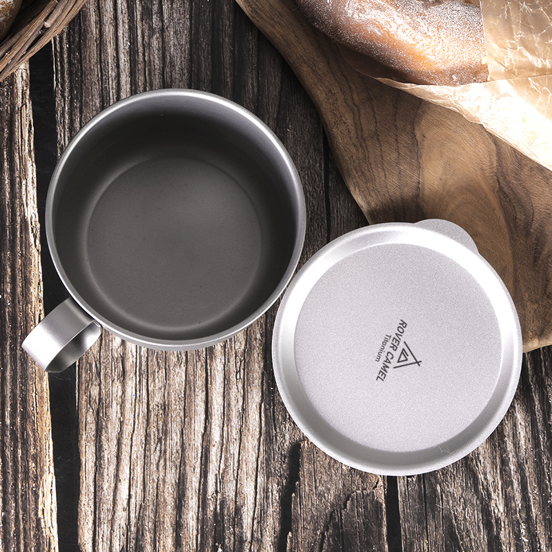 draussen Titan Tasse 500ml mit deckel Geschirr Camping Kaffee Tee Becher Tasse Picknick Camping Becher Wasser Tasse