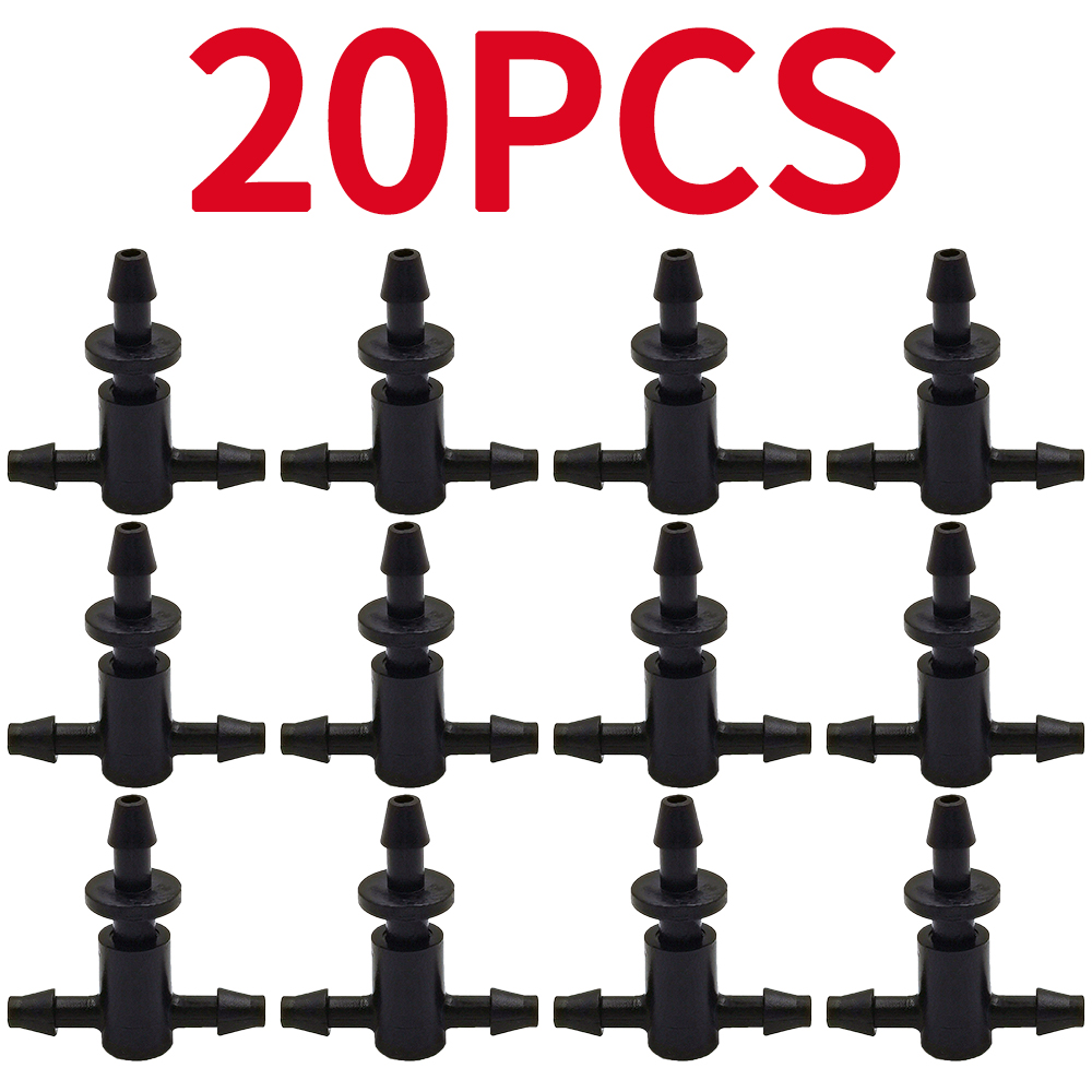 OASIS-manguera recta de 3/5mm con púas de 20 piezas, conector rápido de riego por goteo para jardín, con divisor de 2 vías y 4 vías