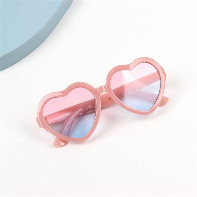 Heart-shaped Children&#39;s Sunglasses Round Gradient Lens Heart Sunglasses Cartoon Love Baby Sunglasses Sunshade Glasses: Pink