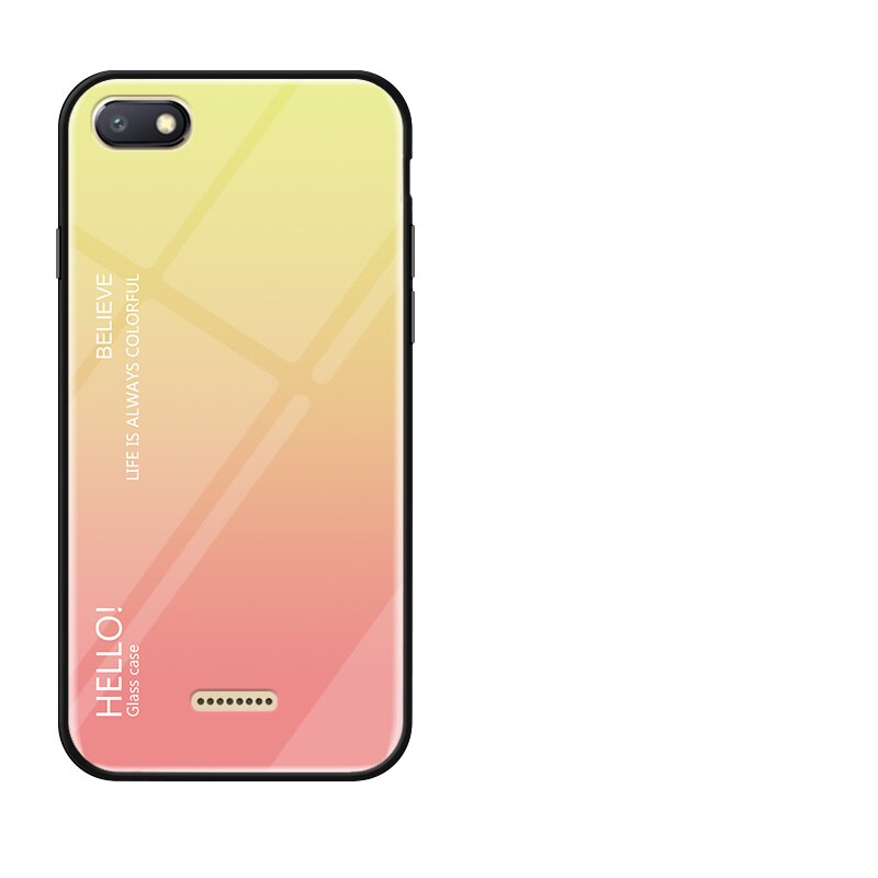Redmi -6a hærdet glas gradient cover til xiaomi redmi 6 redmi 6a on 5.45 " sort silikone kofanger glascover til redmi 6: Til redmi 6 / Gult telefon etui