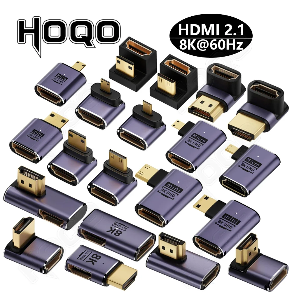 Hdmi Adapter 8K 4K 90 Graden @ 120Hz 270 Graden Hdtv Schuine Adapter 360 180 Graden Micro Mini Hdmi Naar Hdmi U Vorm Converter