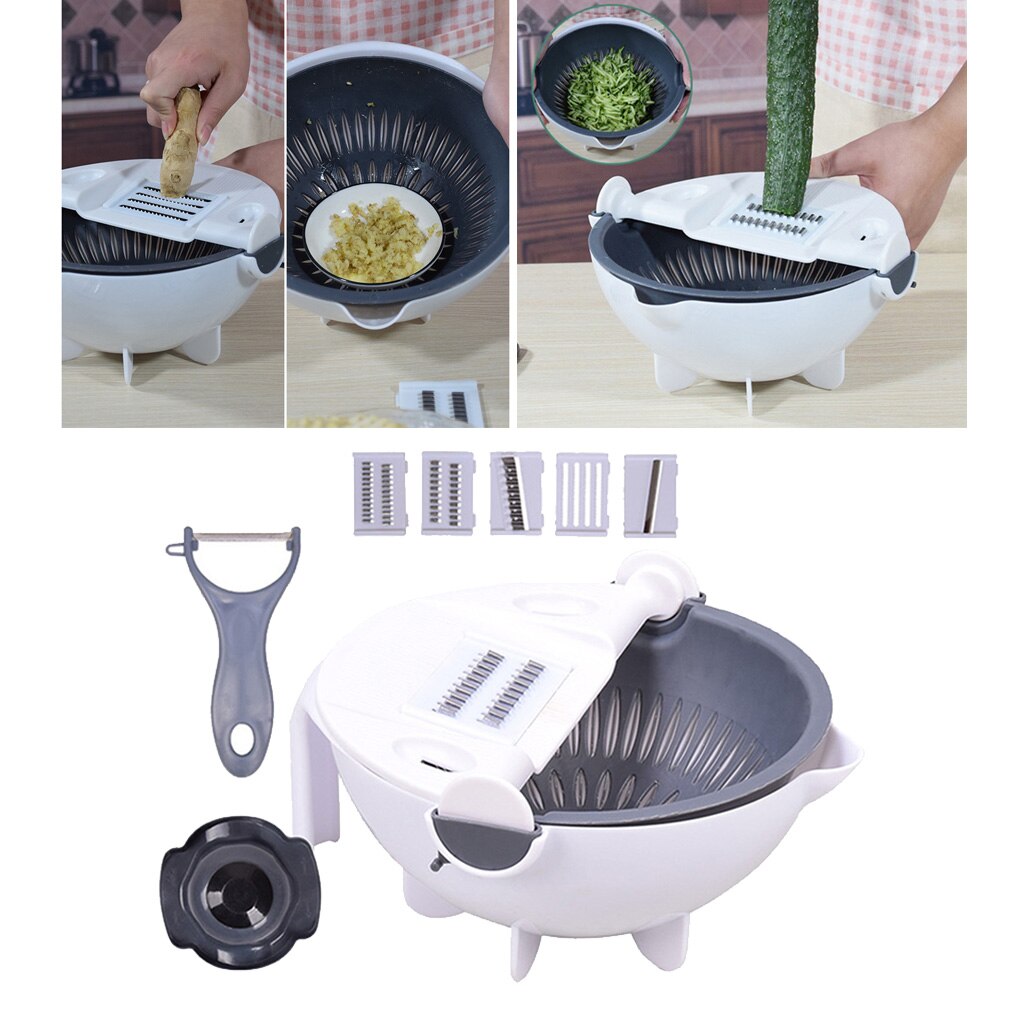 Multi-function Rotate The Vegetable Cutter Slicer Kitchen Tool Kitchen Hand Julienne Grater Fruit Storage Container