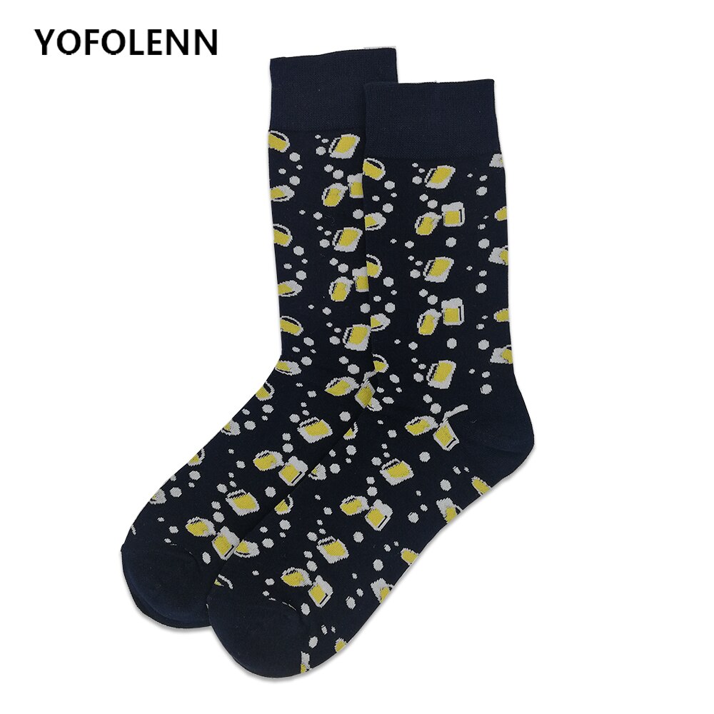 Calcetines de algodón peinado para hombre, calcetín largo, negro, 1 par