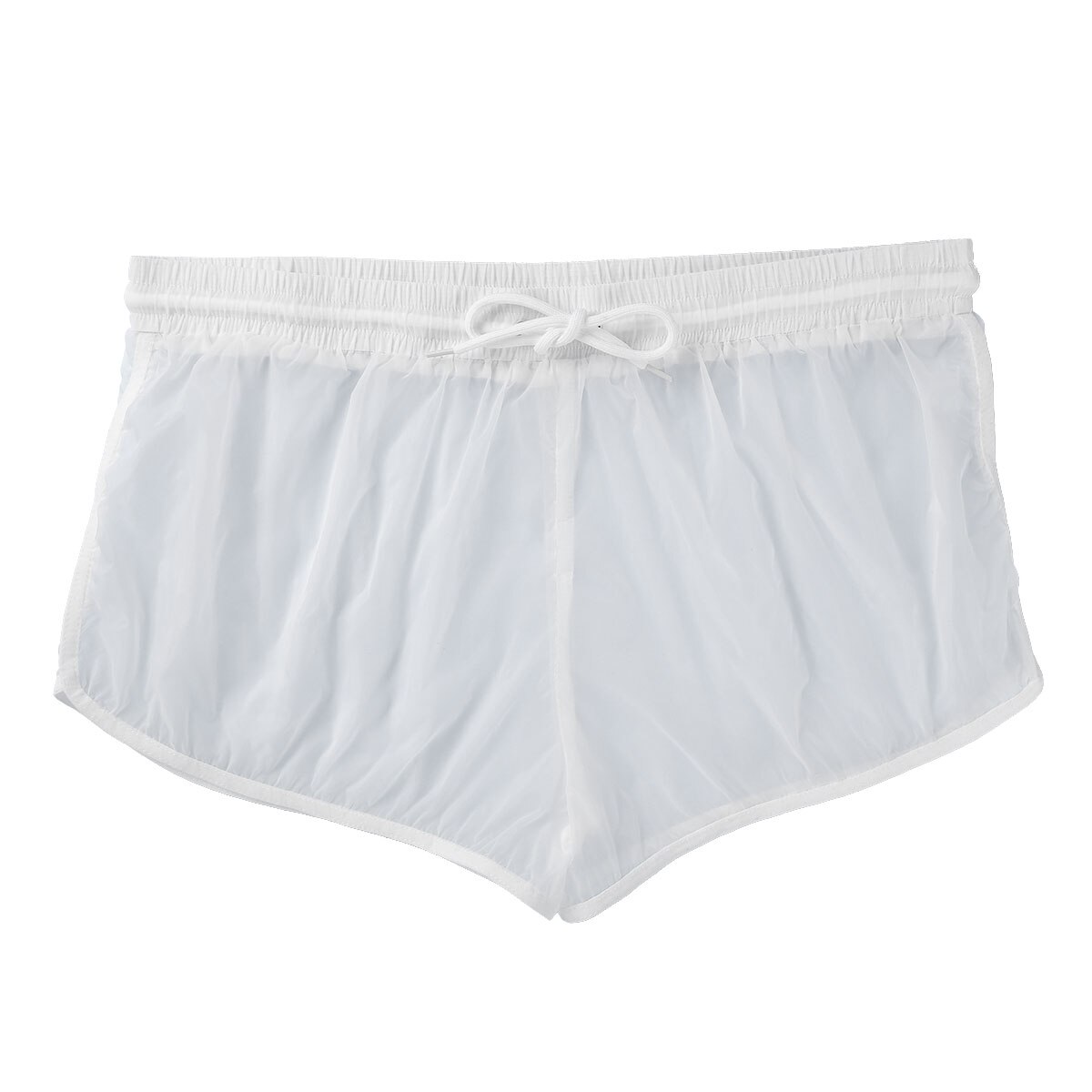 Bañador suave transparente para hombre, ropa de baño, Bóxer ligero con cordón, bragas, ropa de baño informal