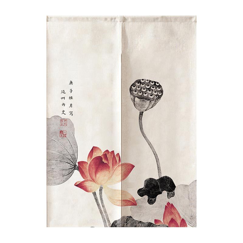 Rideau Feng Shui de porte en Lotus | rideau chinois de porte, salon Restaurant cuisine demi-rideau: 7 / 85x150cm