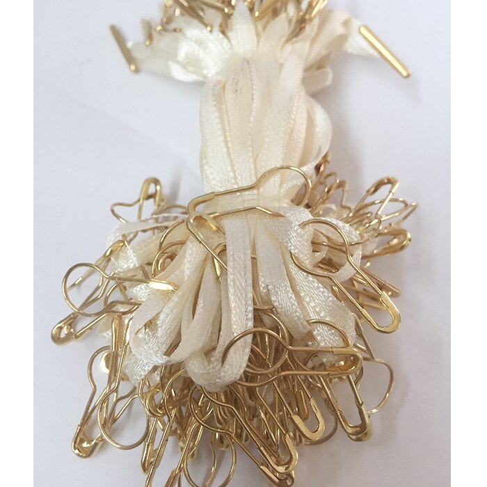500Pcs 10Cm Polyester Draad Lint Line Loop Lock Voor Kleding Katoen Tag Label Hanger Metalen Pin Gesp Kledingstukken fastener: white golden