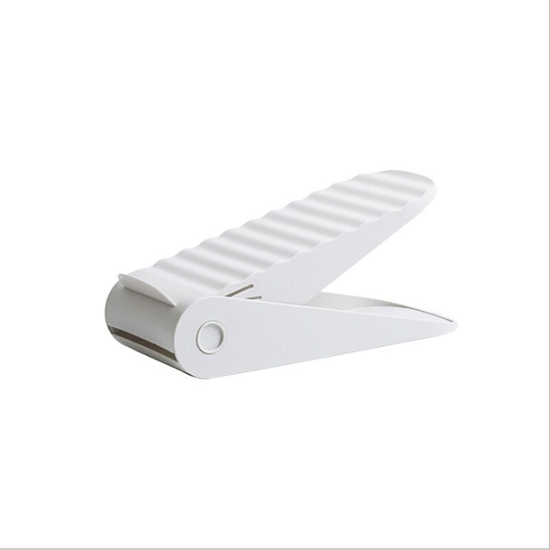 Praktische Schoen Rekken Organizer Schoeisel Ondersteuning Slot Ruimtebesparende Kast Closet Stand Gelaagde Opbergrek Schoenendoos: white