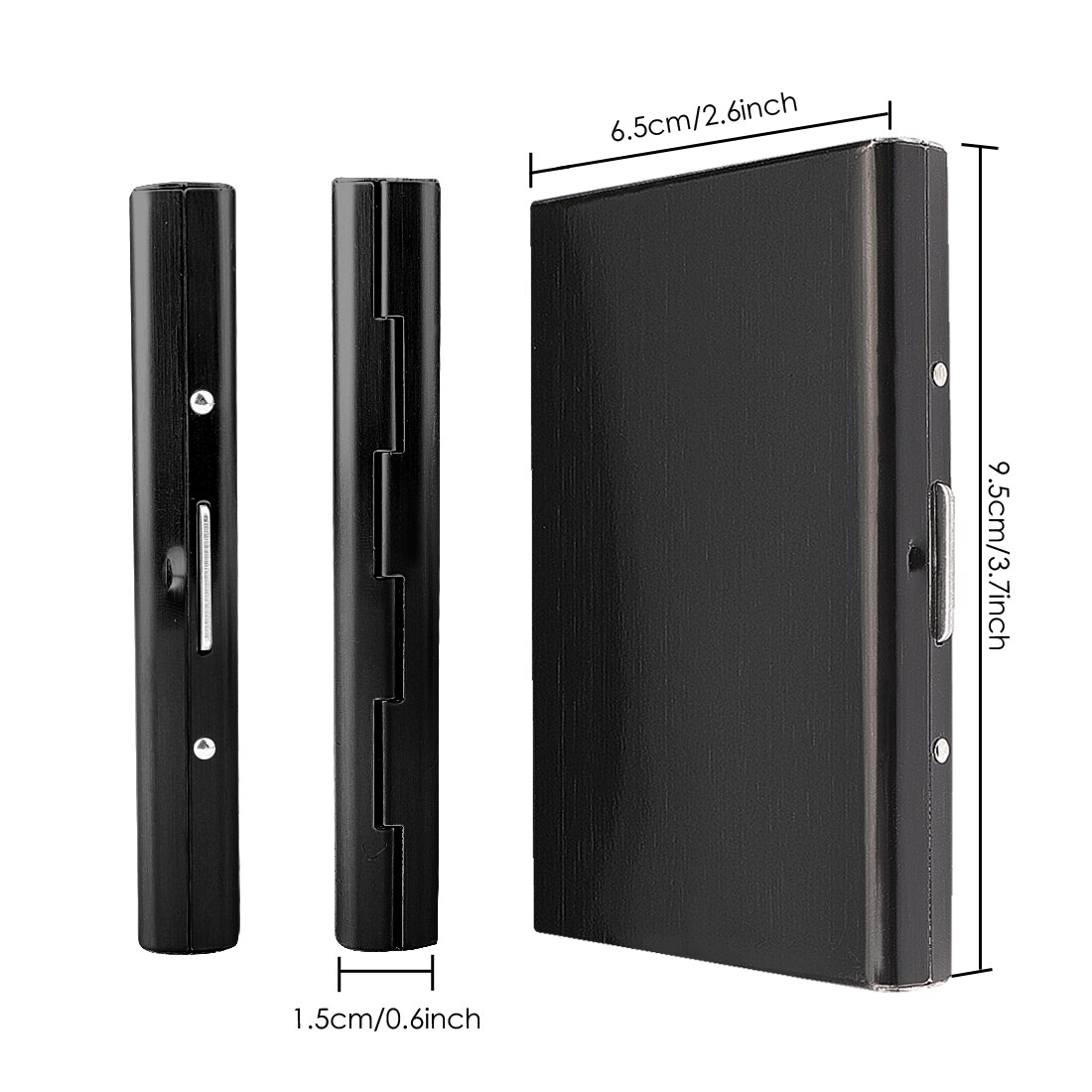 Heren Rvs Card Box Draagbare Mini Credit Id-kaart Business Opslag Effen Kleur Eenvoudige Stijl Metalen Clip Houder voor Werk: Black