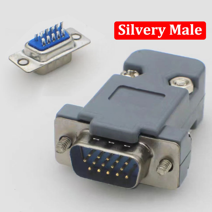 Conector adaptador DB15 de enchufe de soldadura VGA, conector DB15 hembra y macho, puerto D Sub HDB15, enchufe de 3 filas y 15 pines, interfaz de vídeo de ordenador