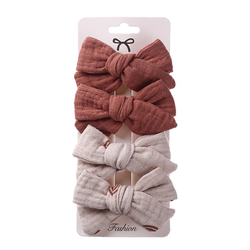 Pinzas para el pelo para niña, ganchos de algodón para bebé, accesorios bohemios, horquilla bonita para niña, 4 unids/set por juego: 1