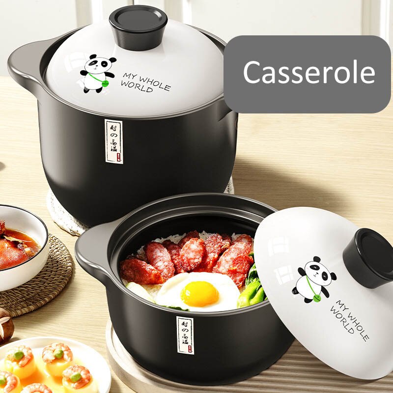 Casserole Stew Pan with Cover Ceramic Cookware 1.6L Soup Cooking Boiler Thick Bottom Pots High Temperature Resistant Cooking Pot