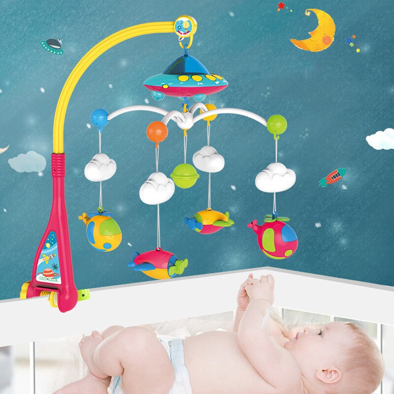 QWZ Baby Crib Mobiles Rattles Toys Bed Bell Carousel For Cots Projection Infant Babies Toy 0-12 months For Newborns