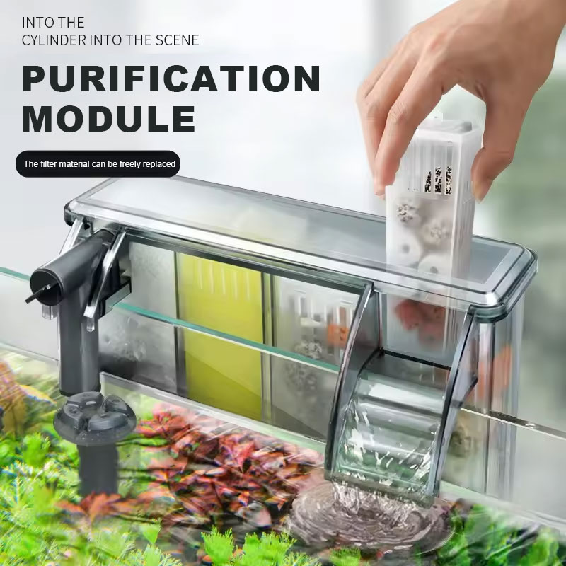 Aquarium Stil extern filter Aquarium Verstelbare wandgemonteerde filters 3-in-1 Aquarium Waterzuivering Circulatiesysteem