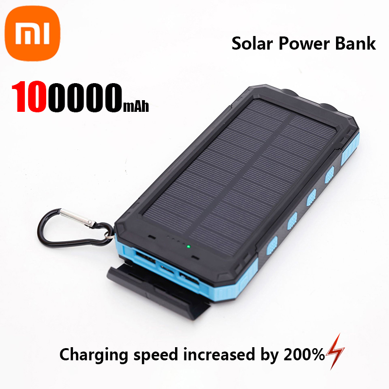 Xiaomi 200000 Cargador portátil de gran capacidad Solar Power Bank mAh Compatible con IOS Android USB-A y USB-C de carga rápida: Transparente