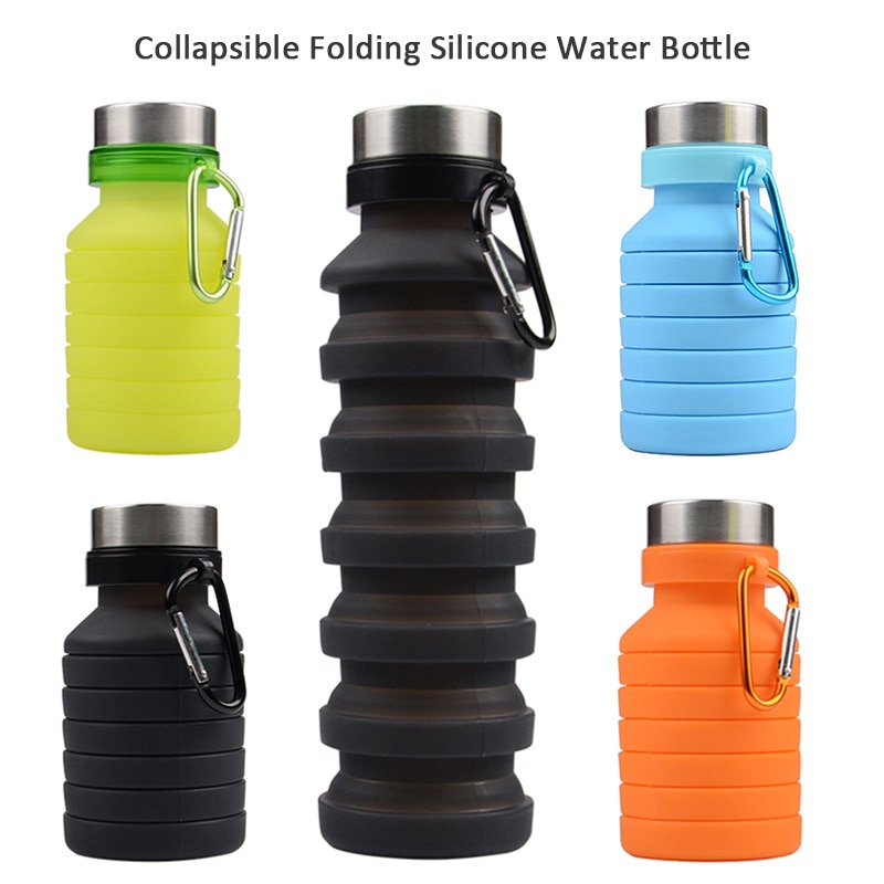 470 ml/550 ml bærbare silikone vandflaske, der kan trækkes tilbage sammenfoldelig kaffeflaske e udendørs rejseværktøj sammenklappelige sportsflasker