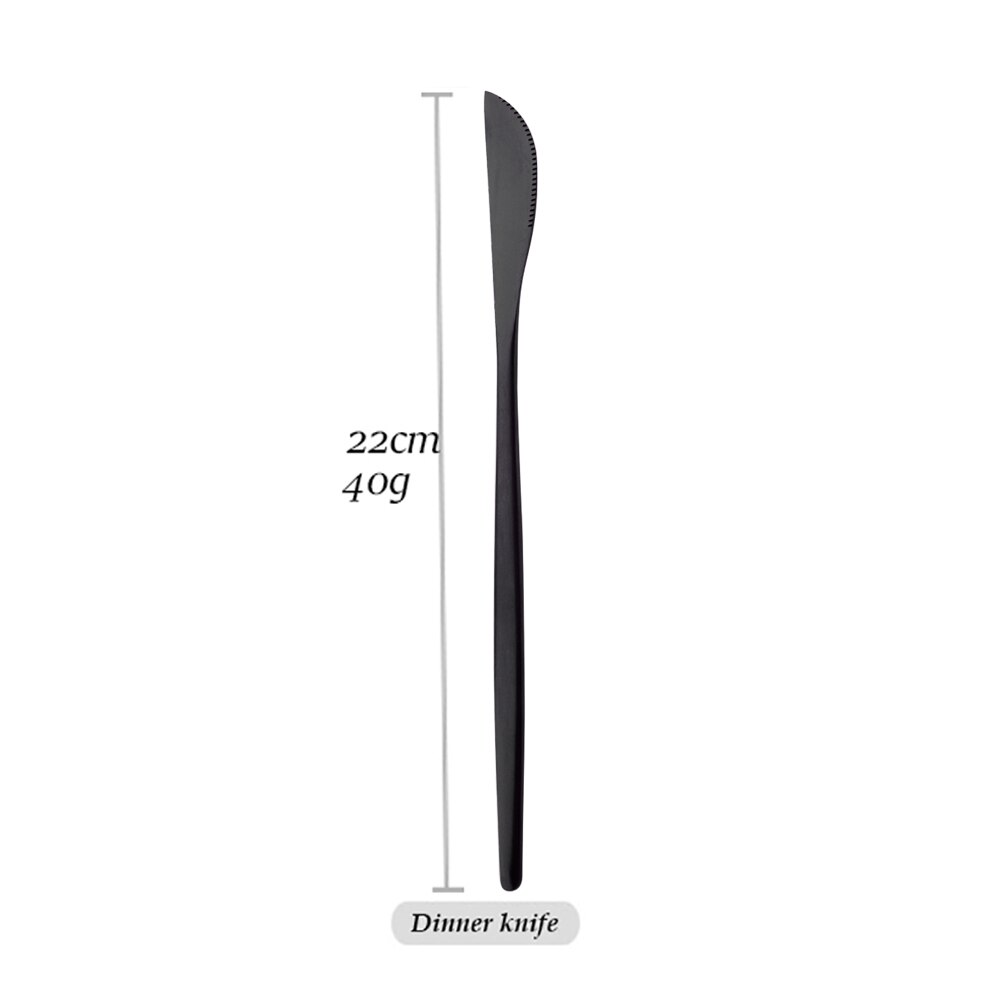 Matte Black Dinnerware Set Western Cutlery Set Stainless Steel Tableware Dinner Knife Fork Spoon Flatware Kitchen Silverware Set: 1Pcs Dinner Knife