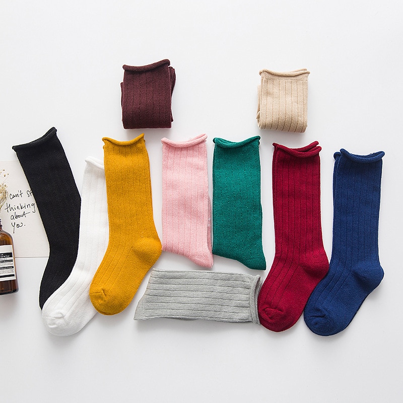 EnkeliBB Korean Style Baby Boy Girls Floor Socks Kids Solid Spring/Summer/Winter Tube Long Socks Toddler tube Sock