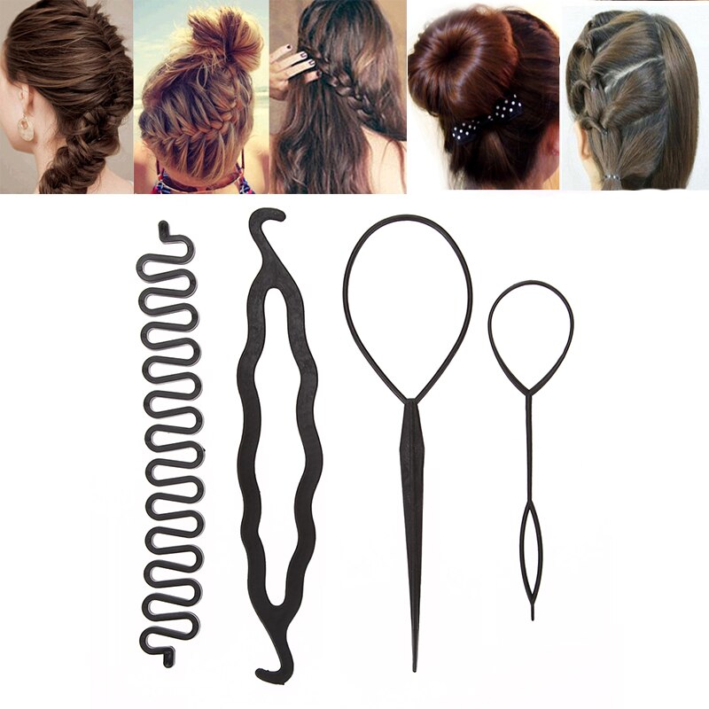 4 Stks/set Vrouwen Meisje Magic Hair Twist Hair Styling Gereedschap Haar Braider Haar Pin Bun Roller Maker Dount Twist haar Accessoires