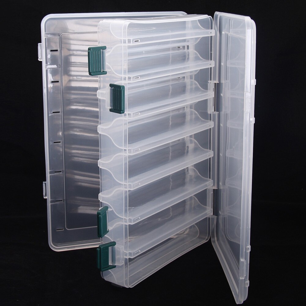 TSURINOYA Dubbele Kant Plastic Vissen Box 16 Compartimenten 27x18x4.7cm Lokken Haak Aas Accessoires Case Vissen gereedschap Pesca Peche