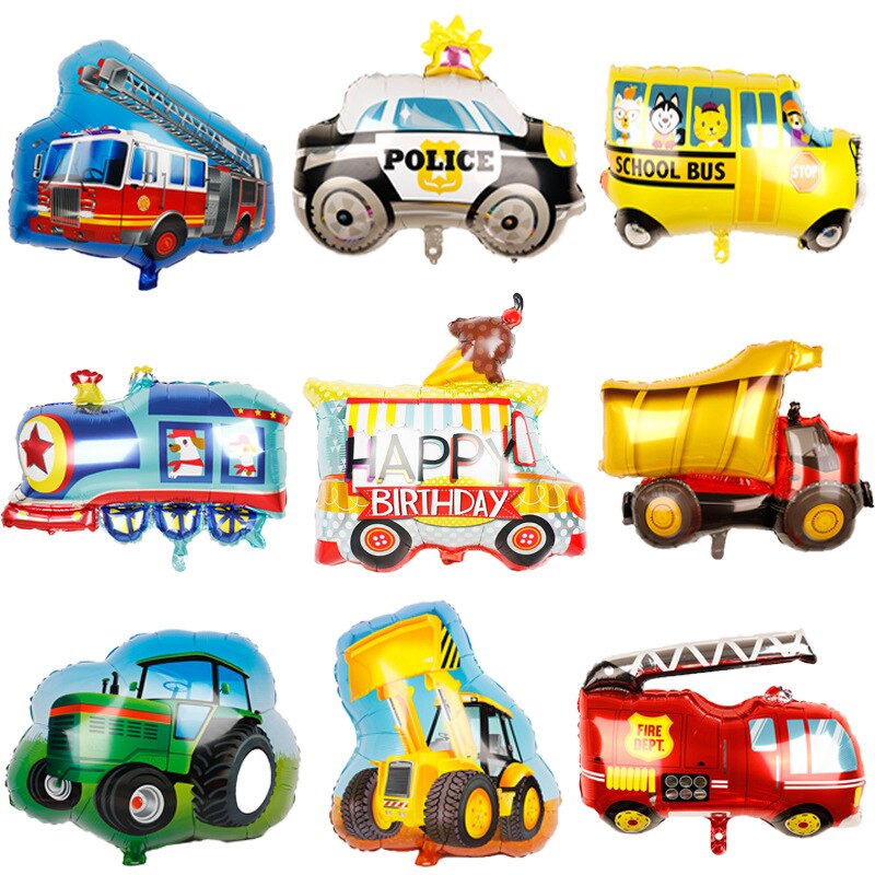 Bricolage dessin animé voiture ballons camion de pompier voiture Train feuille ballon Ambulance Globos enfants fête d'anniversaire décorations enfants balles