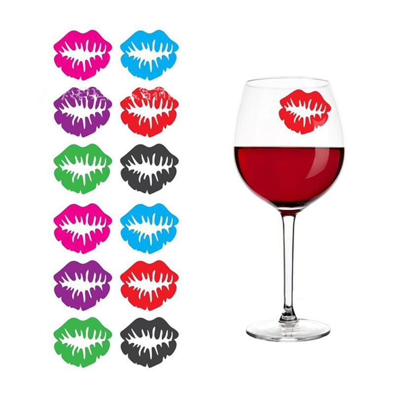 6 Stuks Siliconen Rode Wijn Glas Markers Drinken Marker Creatieve Lippen Vorm Glas Identificatie Marker (Gemengde)