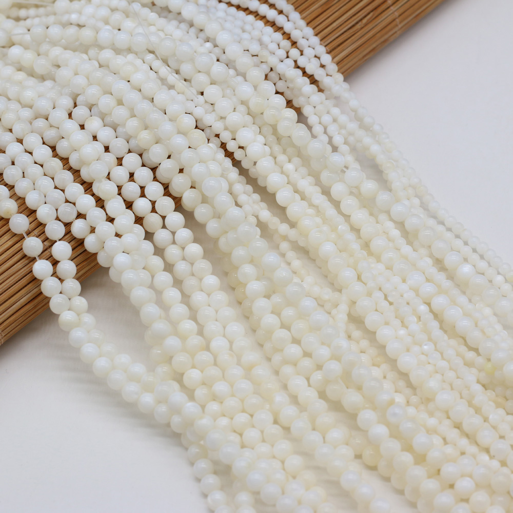 Stil naturliga sötvattensnäckor runda lösa pärlor för gör-det-själv smyckestillverkning armband örhänge halsband tillbehör